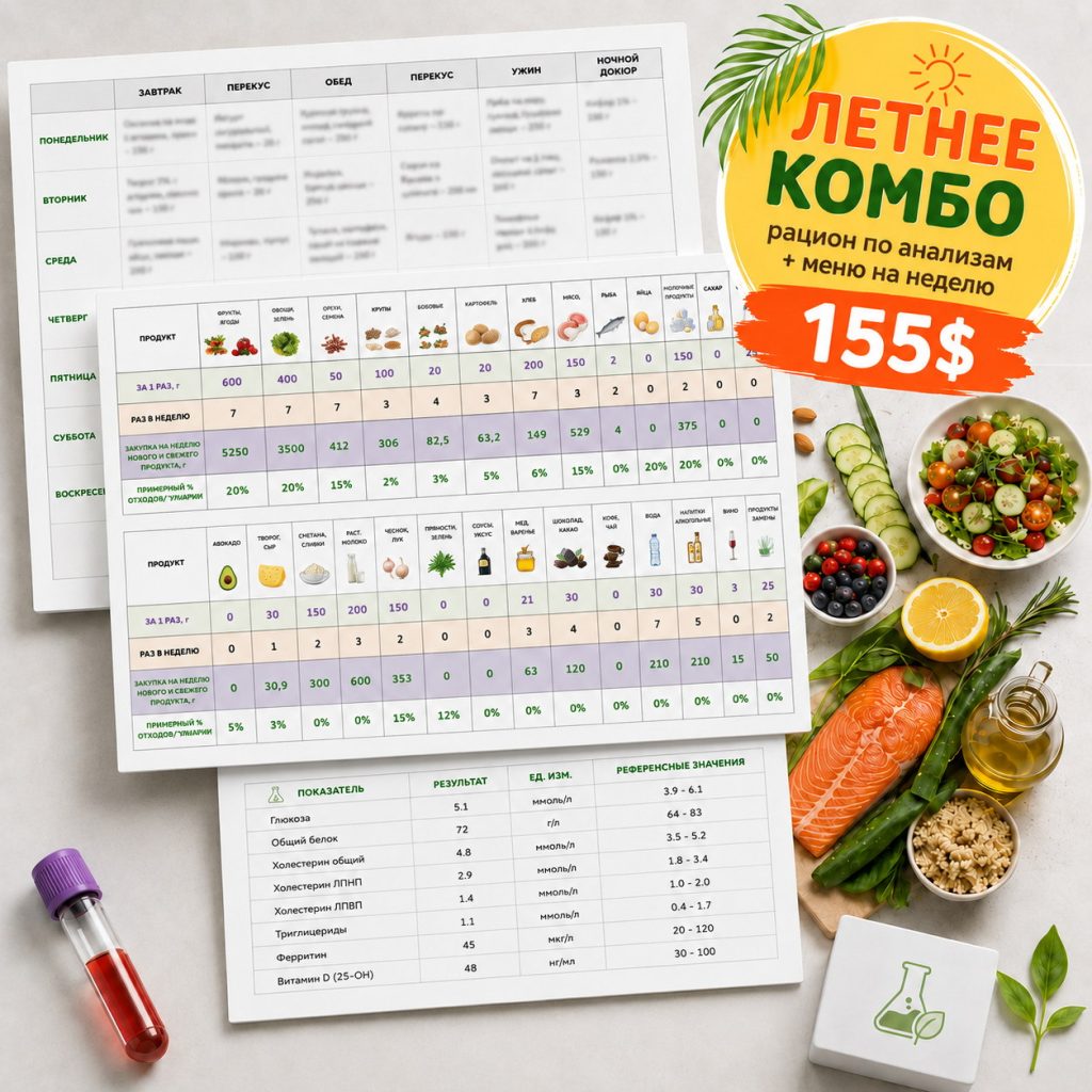 Летнее КОМБО: рацион + меню на неделю